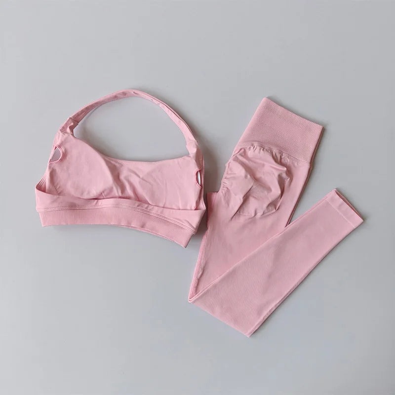 💜 MB Wear Seamless Halter Bra & Leggings Set