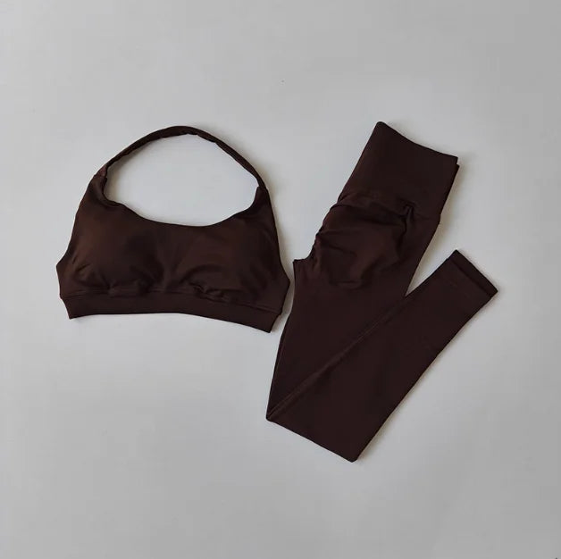 💜 MB Wear Seamless Halter Bra & Leggings Set