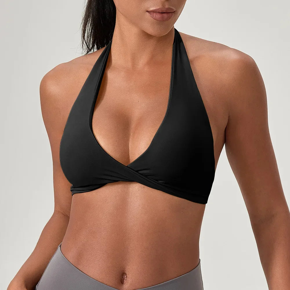 🤍 MB Wear Open Back Halter Sports Bra