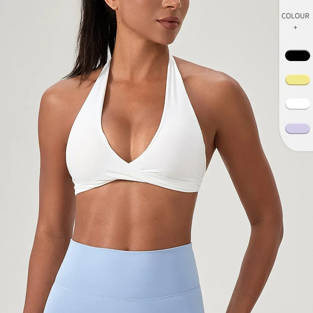🤍 MB Wear Open Back Halter Sports Bra