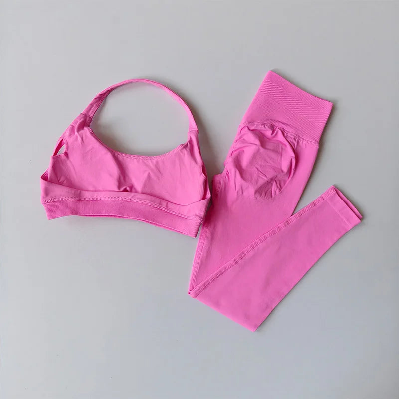💜 MB Wear Seamless Halter Bra & Leggings Set