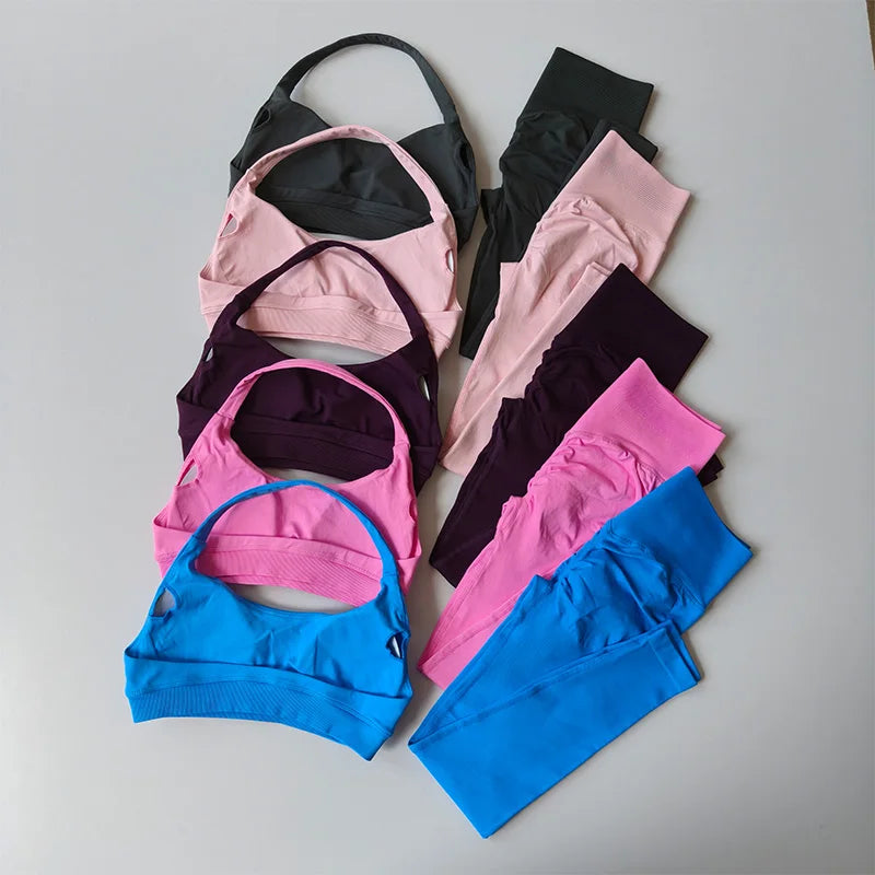 💜 MB Wear Seamless Halter Bra & Leggings Set