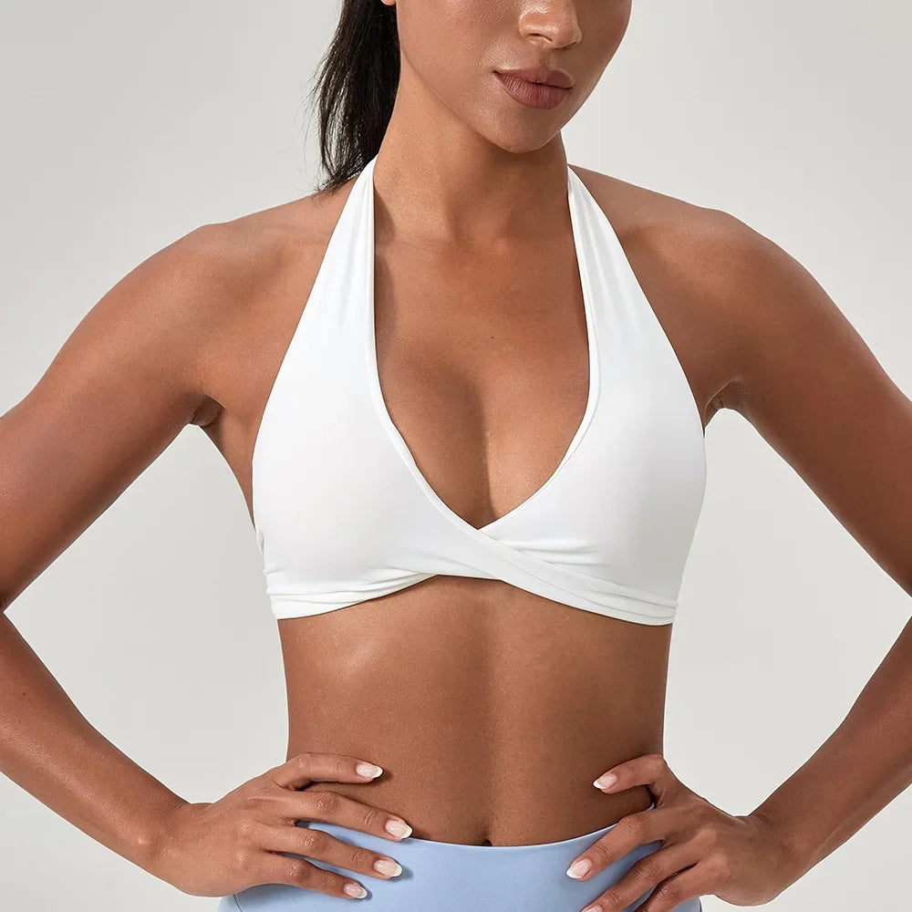 🤍 MB Wear Open Back Halter Sports Bra