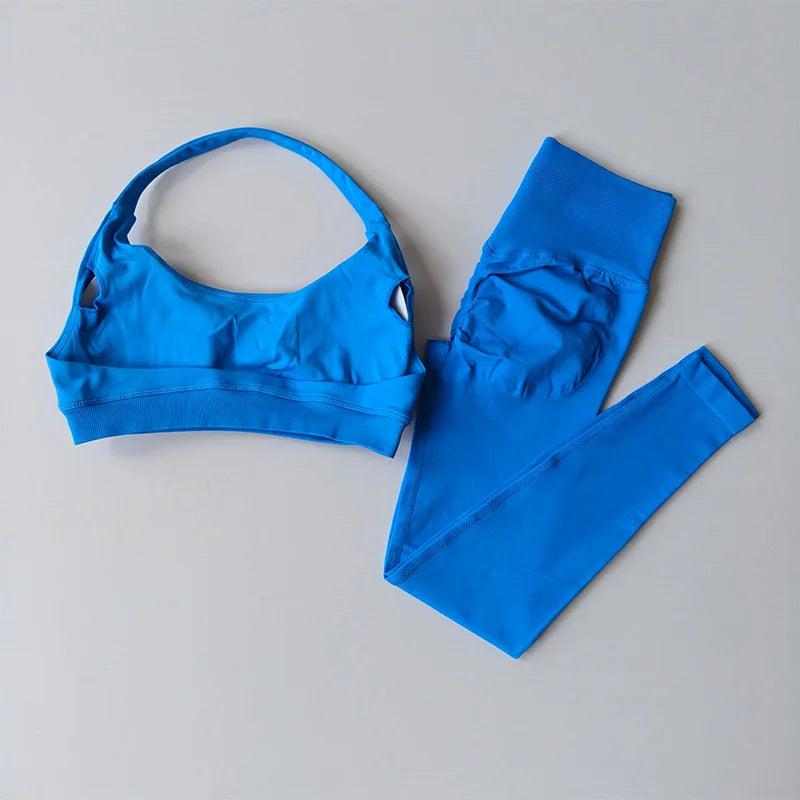 💜 MB Wear Seamless Halter Bra & Leggings Set