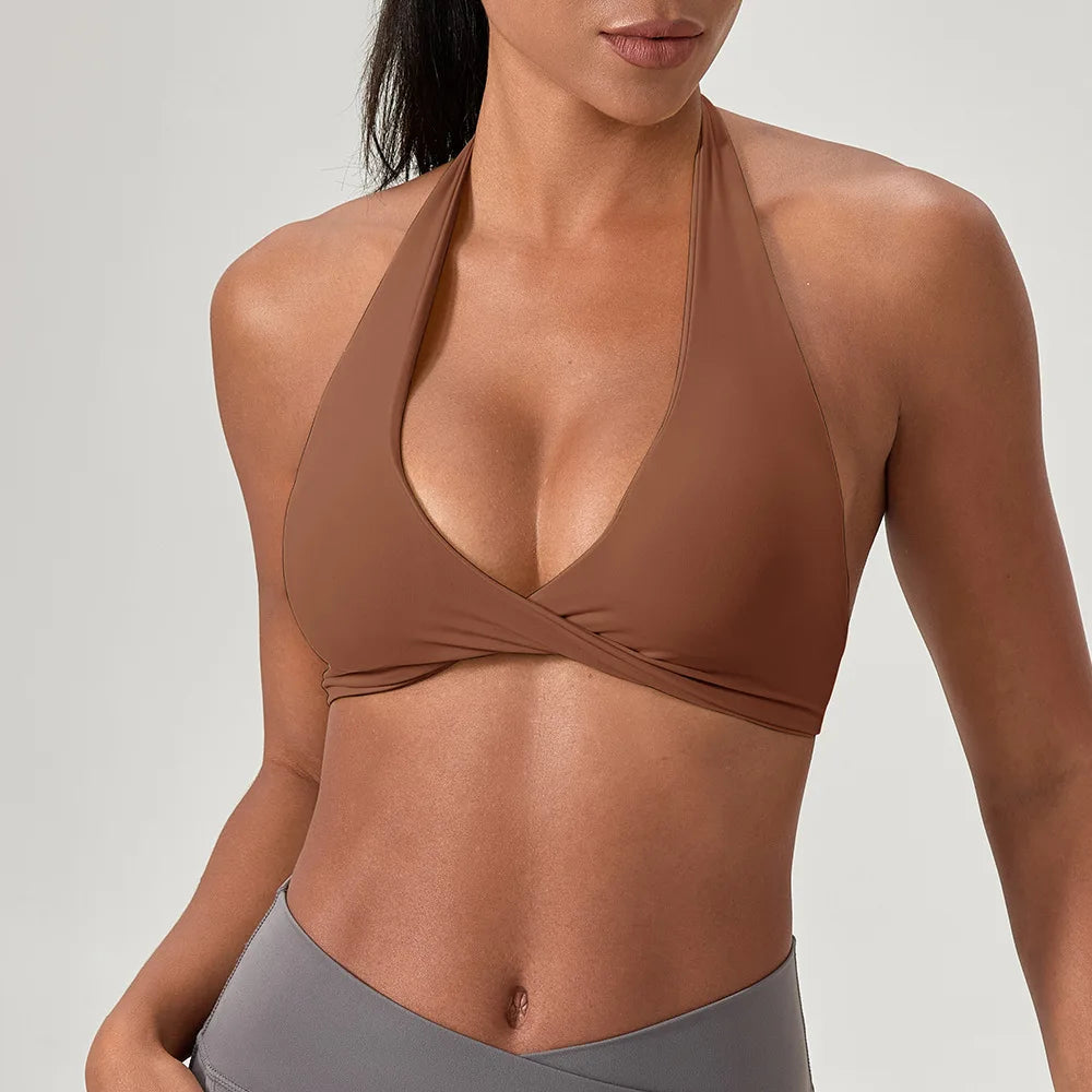 🤍 MB Wear Open Back Halter Sports Bra