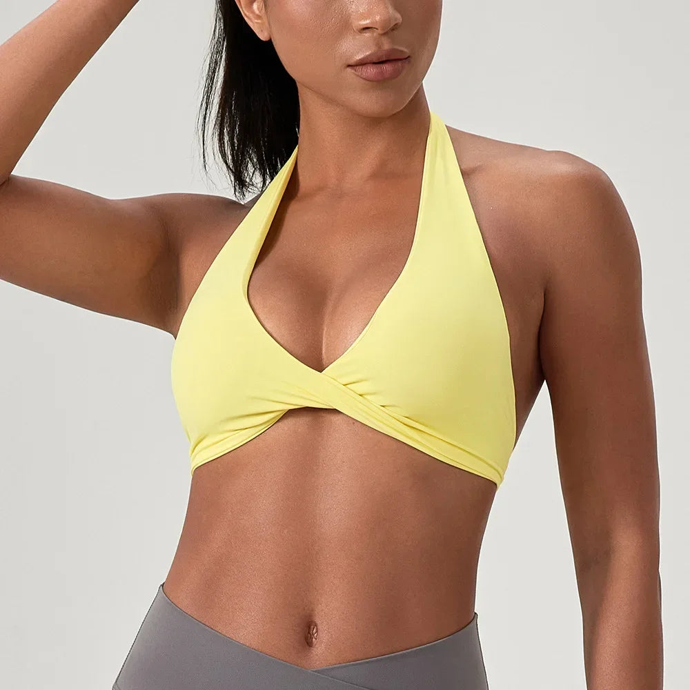🤍 MB Wear Open Back Halter Sports Bra