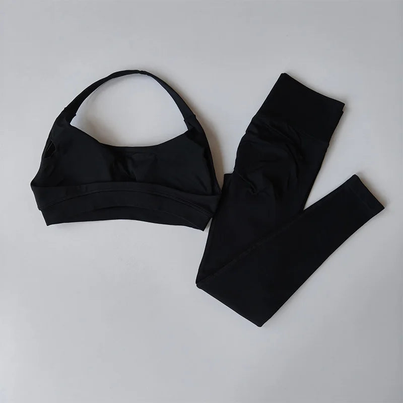 💜 MB Wear Seamless Halter Bra & Leggings Set