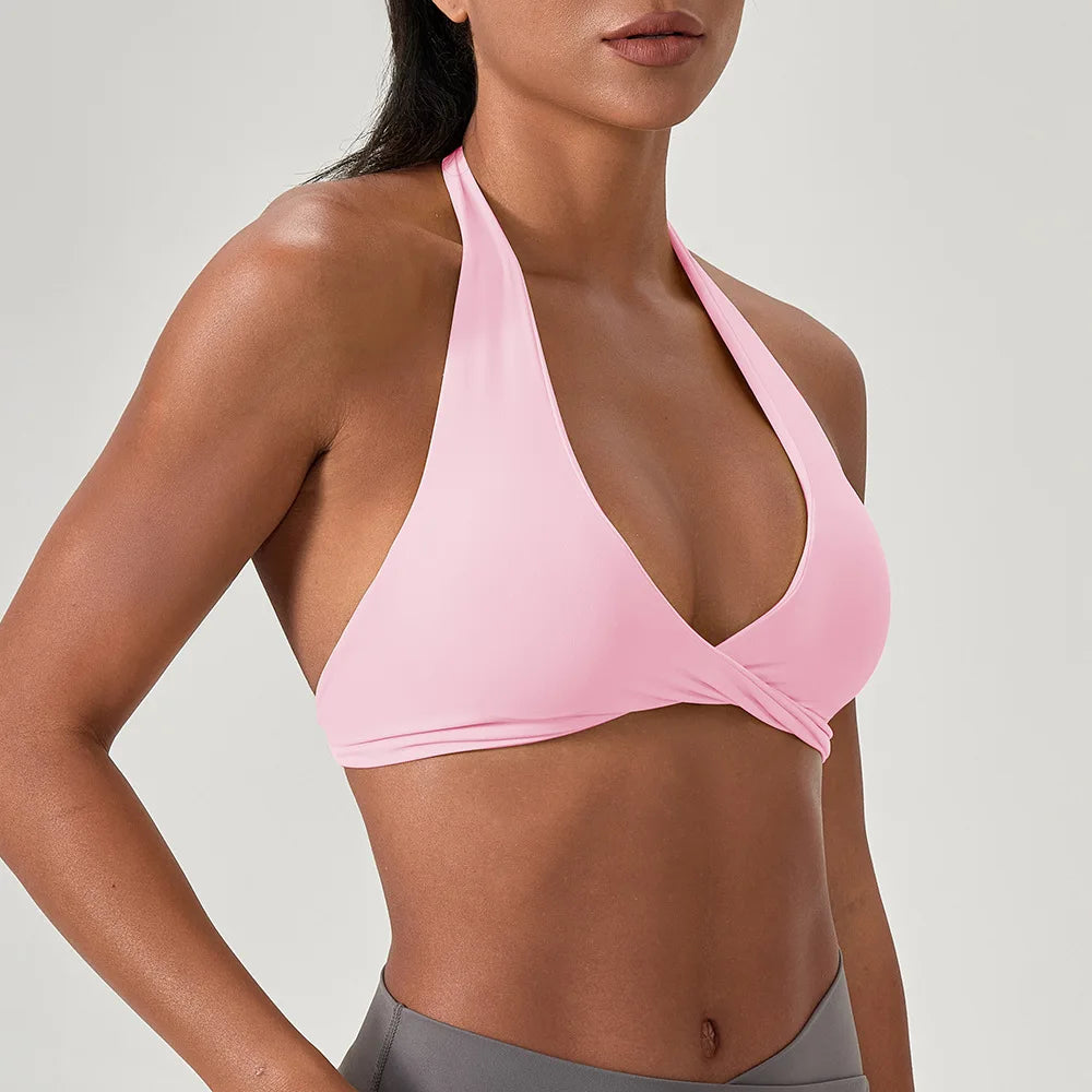 🤍 MB Wear Open Back Halter Sports Bra