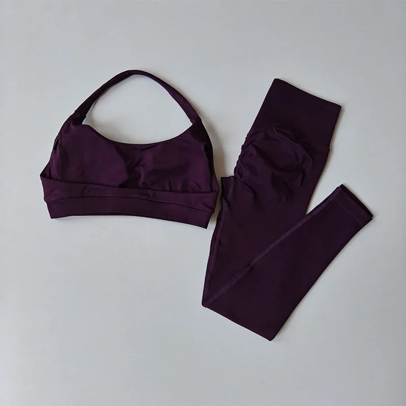 💜 MB Wear Seamless Halter Bra & Leggings Set