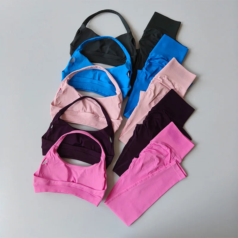 💜 MB Wear Seamless Halter Bra & Leggings Set